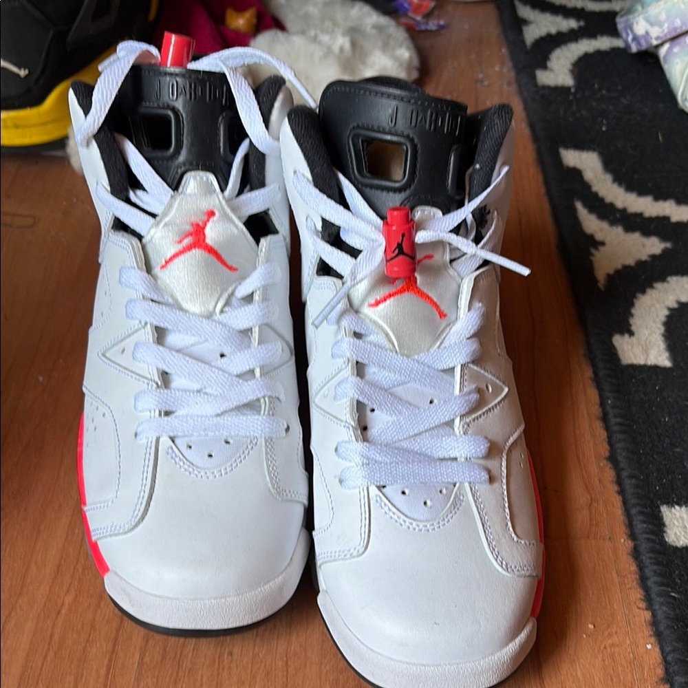 White and Red Athletic Sneakers